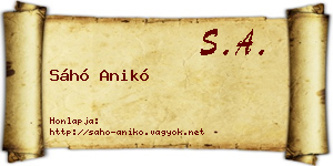 Sáhó Anikó névjegykártya